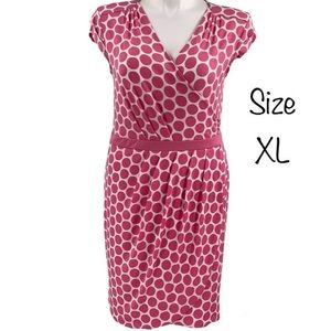 New York & Company Pink Polka Dots Dress Size XL